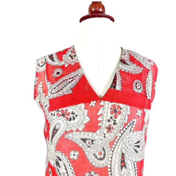 Vintage Paisley Drop Waist Sailor Collar Pleated Skirt Dress Size 4 - Picture 2 of 9